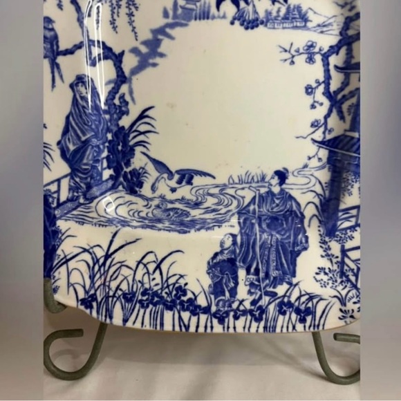 Crown Royal Derby, Blue Mikado, square cake plate - Picture 2 of 7